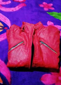 Red Faux Leather Moto Jacket