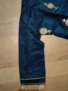 NAVY BLUE &amp; GOLDEN STRIPPED KURTI with SKIRT