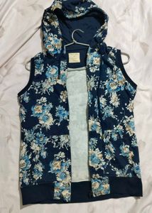 Floral Print Hoodie Vest