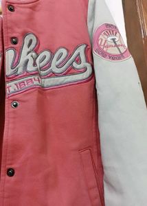 Pink New York Yankees Varsity Jacket+1🆓hand Bag