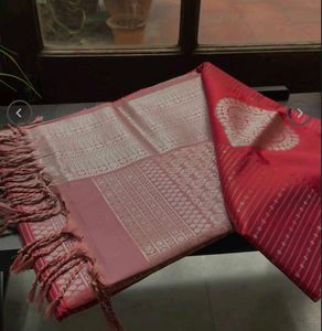 Elegant Red &amp; pink Vegan Soft Silk Saree