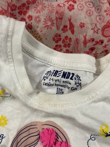 2-4 Yr Girl Kids&#39; Graphic &amp; Floral T-Shirt Bundle