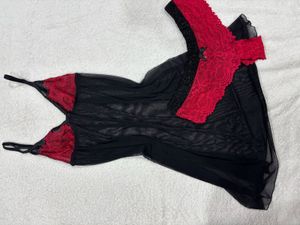 Red &amp; Black Babydoll Set
