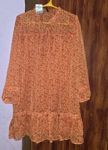 RIO Dress with Bishop Sleeves Orange🍊(M) SIZE