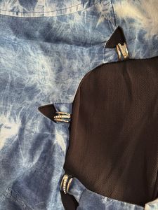 Denim &amp; Chiffon Fit &amp; Flare Dress