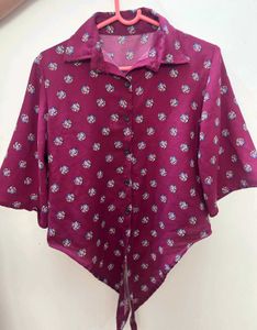 Floral Print Tie-Front Top