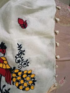 Elegant White Saree with Peacock Design