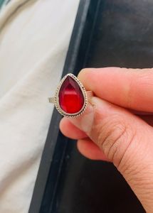 Red Diamond Ring 💍 Pure Silver (wt:-5.500g)
