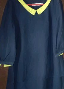 Navy Dress w/ Yellow Collar