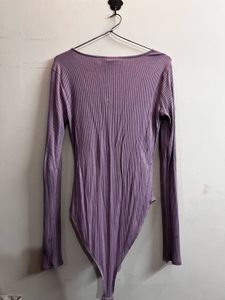 Purple Ribbed Bodysuit