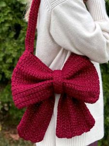 Pink Crochet Bow Handbag