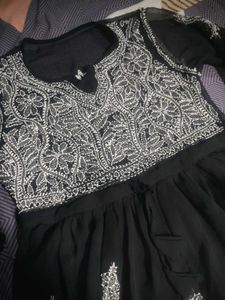 Black Chikankari Short Kurti🖤