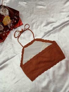 Crocheted /Knitted Peach Halter Top
