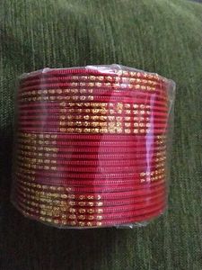Orange &amp; Red Gold Beaded Bangle Set Combos