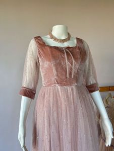 pink shimmery velvet bodice gown