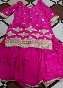 Pink hand Work Heavy Garara Suit