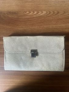 Silver Color Hand Clutch With Chain Strap