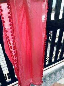 Pink Polka Dot Cotton Dupatta