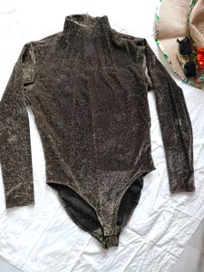 Mock Neck Glitter Bodysuit