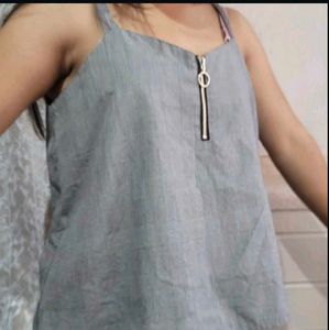 Plaid Zipper Tank Top