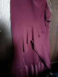 Burgundy Ruffle Hem Midi Dress