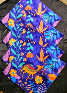 Blue Velvet Cushion Covers With Vibrant Print