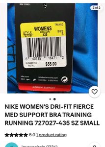 Nike authentic Blue Sports Bra 34B to 36A