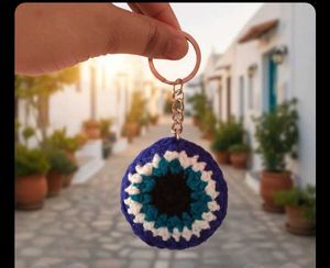 Evil Eye Crochet Keychain