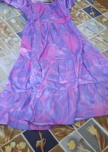 Globus Fit And Flare Satin Lavender Midi