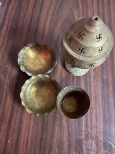 Vintage Brass Pooja Set