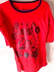 Red &#34;Super Girl&#34; Graphic Tee