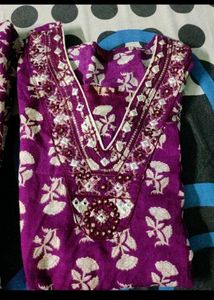 Purple Printed Kurta Set