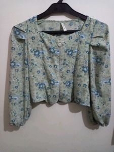 Floral Blue Crop Top