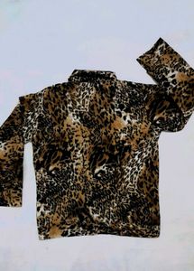 Animal Print Mock Neck Top
