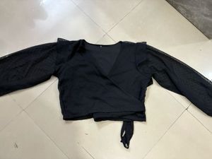 Wrap Up Black Mesh Top