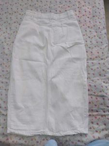 White Denim Midi Skirt