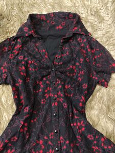 Black and Red Gothic Lace Detail Shirt