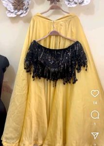 Tassel Blouse With Satin Lehenga Set