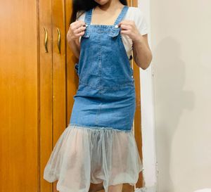 Denim Dungaree Frill Dress