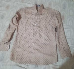 Coffee Brown Dotted Long Sleeve Button-Down Shirt