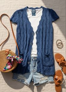 Blue Knit Cardigan
