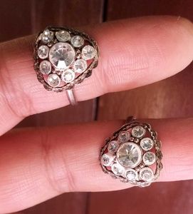 Pure Silver Zircon Toe Rings