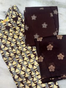 Brown Printed Salwar Suit Material