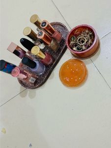 resin  Oval tray with box to organize jewelr