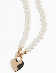 Elegant Pearl Necklace with Heart Pendant