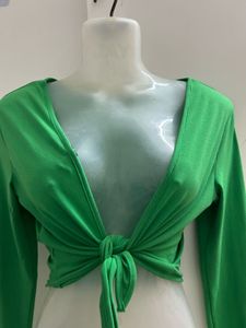 H&amp;M Green Front Tie Top
