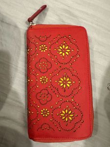 Brand New  - Red And Yellow  Laser Cut Work Wallet