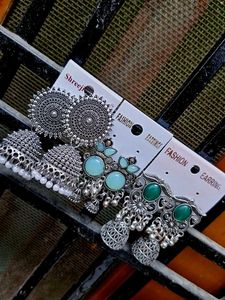Silver Jhumka Earrings with Pearls