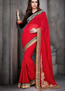 Beautiful Red colour chiffon saree