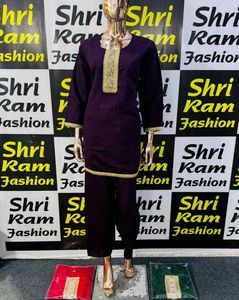 Red Embroidered Kurta Set